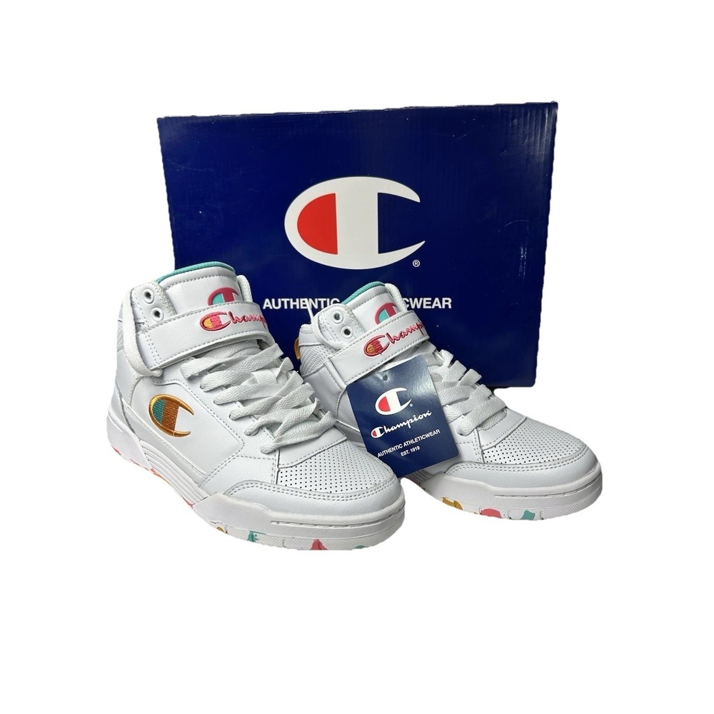 Champion Arena Power Hi sneakers white multi-colored sole Size 4Y Basketball